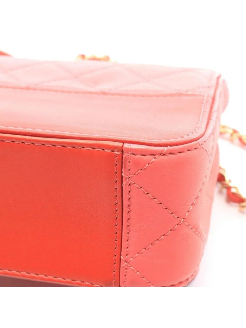 Chanel Shoulder Bag Quilted Small Red Pink Leather Chain